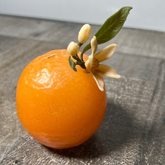 Glo Company Other - Vintage Glo Candle Company Orange Shaped Candle with Plastic Blossem